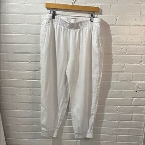 cloth & stone White Elastic Waist Linen Pants